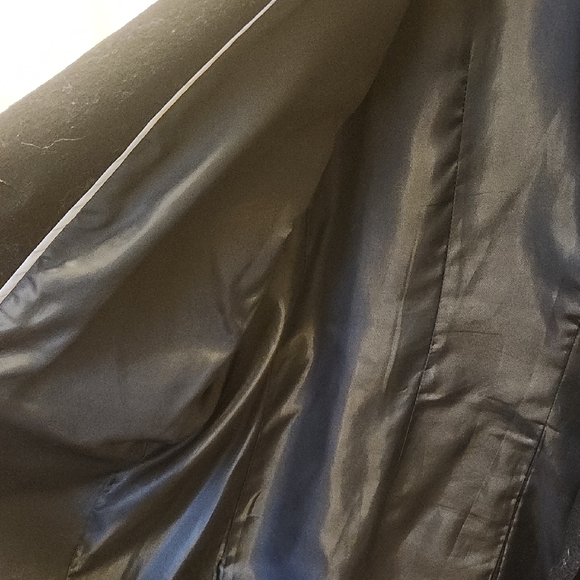 Liz Claiborne Charcoal Vintage WoolTrench Coat, Black - Picture 8 of 10